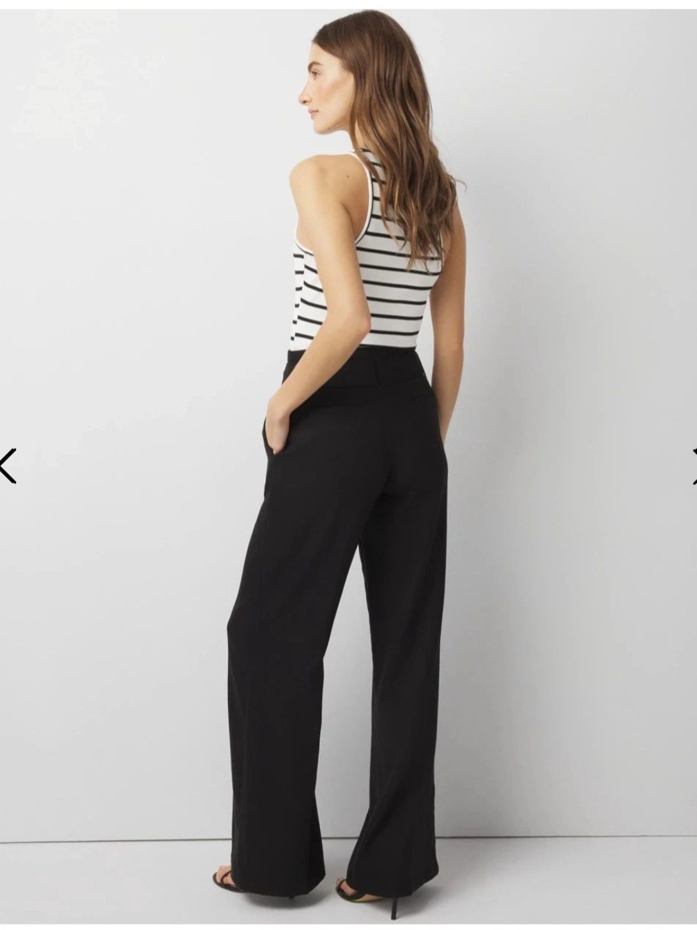 White House Black Market Black Wide-Leg Belted Trousers Size 12 NWT - Picture 2 of 6